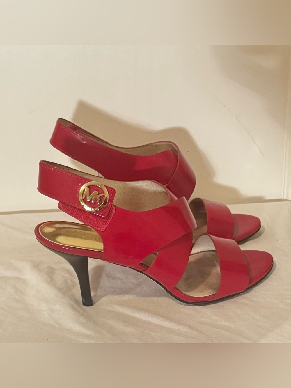 Michael Kors Joselle Red Patent Leather Slingback Heels Size (7)
